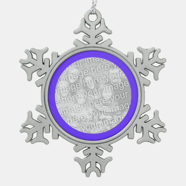 Purple Border Snowflake Pewter Christmas Ornament (Front)