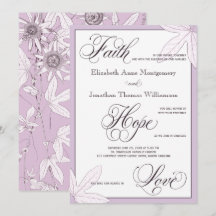Purple Botanical Christian Wedding Invitation