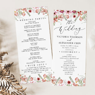 Purple Botanical Floral Wedding Program  Menu