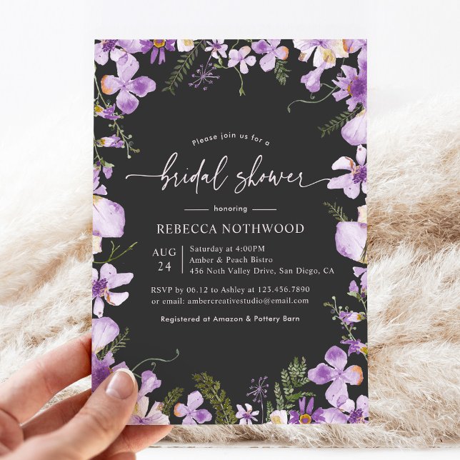 Purple Botanical Garden Bridal Shower Invitation (Creator Uploaded)