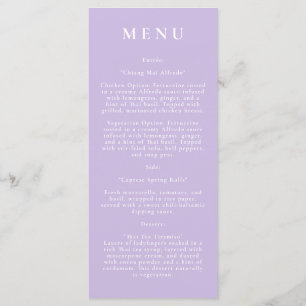 Purple Botanical Modern Wedding Menu