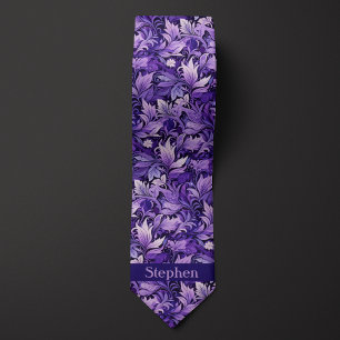 Purple Botanical Monogram Tie