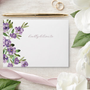 Purple Botanical Pre-Addressed Wedding Invitation Envelope