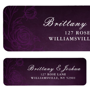 Purple Botanical Rose Garden Return Address
