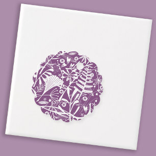 Purple Botanical Silhouette Favour Tags