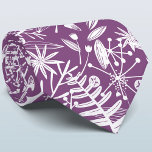 Purple Botanical Silhouette Tie<br><div class="desc">Botanical floral and foliage silhouettes of leaves and flowers on a purple background.  Original art by Nic Squirrell.</div>