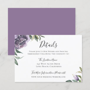 Purple Botanical Wedding Details Invitation