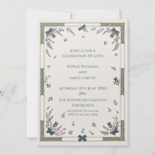 Purple Botanical Wedding Invitation