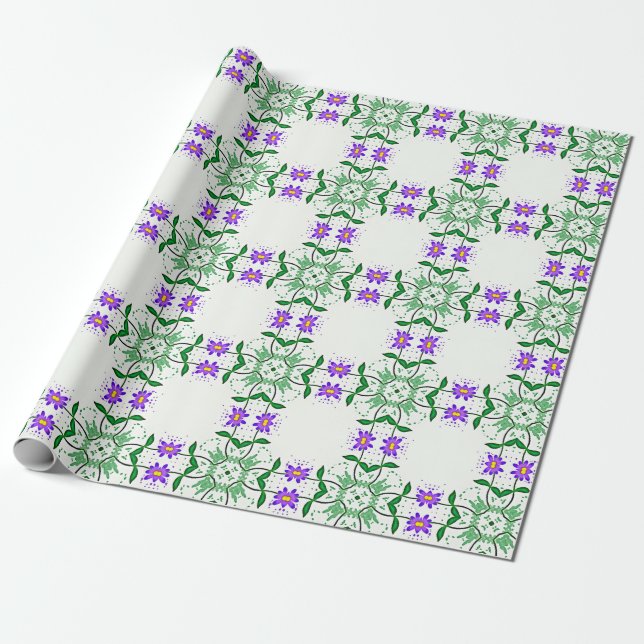 purple botanicals wrapping paper (Unrolled)