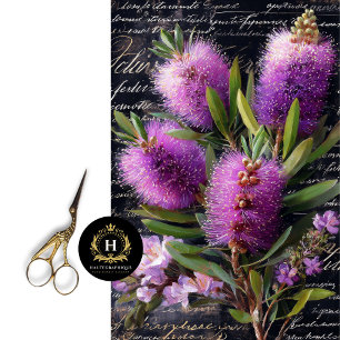 Purple Bottlebrush Flower Decoupage Tissue Paper