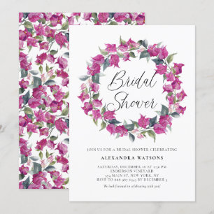 Purple Bougainvillea Wreath Bridal Shower Invitation