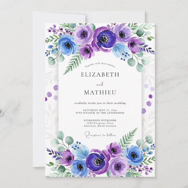 Purple Bountiful Spring Wedding Invitation (Front)