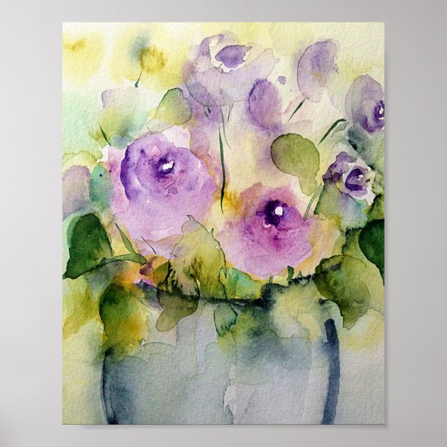 Purple Bouquet Watercolor  Poster (Front)