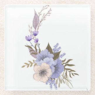 Purple boutique style floral glass coaster