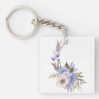 Purple boutique style floral key ring