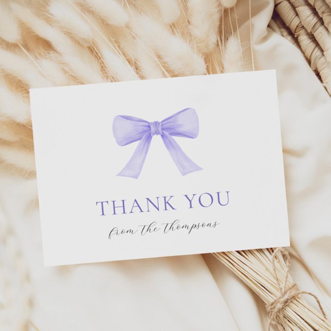 Purple Bow Baby Girl Thank You Card (Creator Uploaded)
