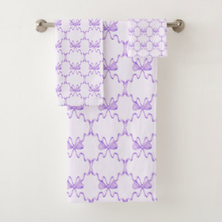 Purple Bow  Bath Towel Set
