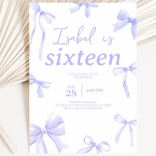 Purple Bow Birthday Invitation