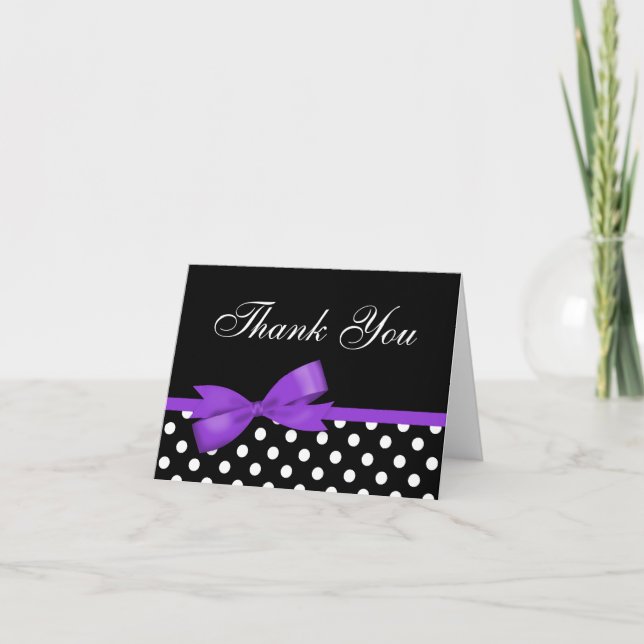 Purple Bow Black Polka Dots Thank You (Front)