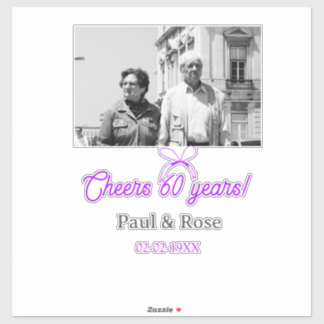 Purple bow cheers to 60 years anniversary wedding 