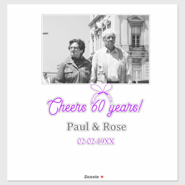 Purple bow cheers to 60 years anniversary wedding  (Sheet)
