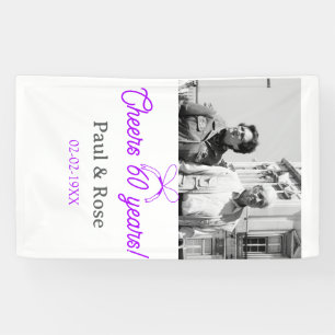 Purple bow cheers to 60 years anniversary wedding  banner