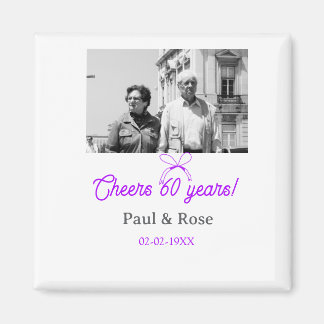 Purple bow cheers to 60 years anniversary wedding  magnet