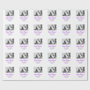 Purple bow cheers to 60 years anniversary wedding  wrapping paper