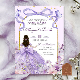 Purple Bow Coquette Quinceanera Invitation