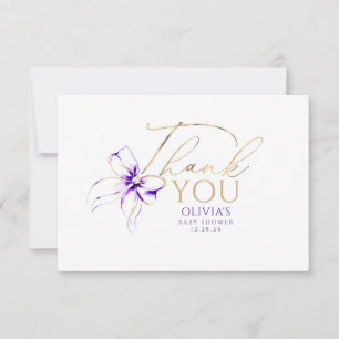 Purple Bow Elegant Calligraphy Thank You