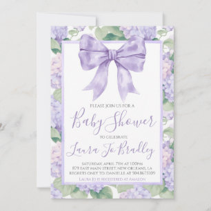 Purple Bow Girl Preppy Southern Baby Shower Invitation