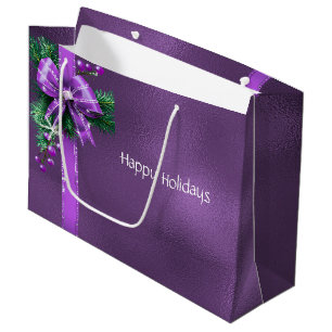 Purple Bow Holiday Gift Bag