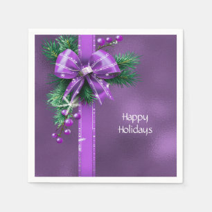 Purple Bow Holiday Napkin