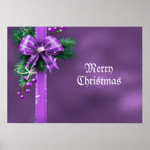 Purple Bow Holiday Poster