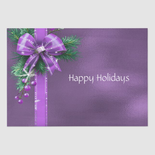 Purple Bow Holiday Tissue Paper (Front)