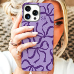 Purple Bow Monogram iPhone 16 Pro Max Case<br><div class="desc">Dress up your phone in style with this chic and trendy purple phone case! Featuring a playful pattern of hand-drawn bows and personalised with your monogram, this case is the perfect blend of fashion and function. Made from durable materials to protect your phone from everyday bumps and scratches. A great...</div>