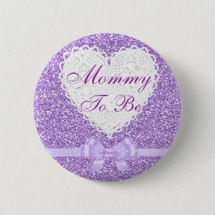 Purple Bow Mummy to be Baby Shower Button