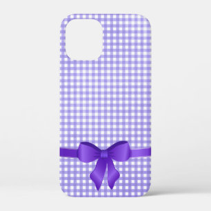 purple bow on gingham iPhone 12 mini case