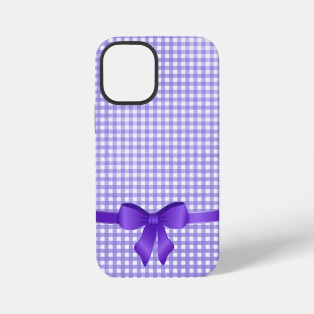 purple bow on gingham iPhone case (Back)