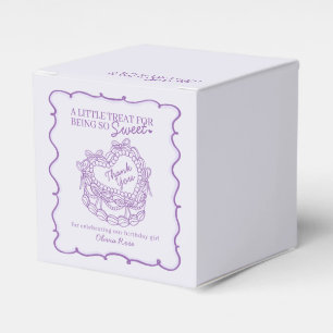 Purple Bow Retro Heart Coquette Cake Birthday Favour Box