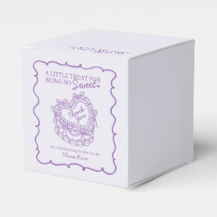 Purple Bow Retro Heart Coquette Cake Bridal Shower Favour Box