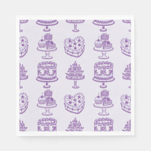 Purple Bow Retro Heart Coquette Cake Valentines Napkin