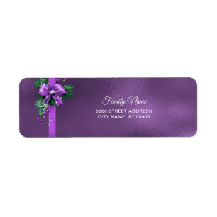 Purple Bow Return Address Label