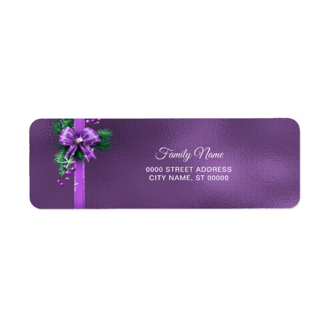 Purple Bow Return Address Label (Front)
