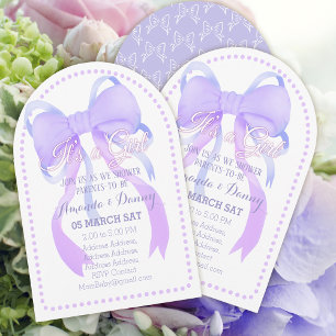 Purple Bow Ribbon Baby Shower Arch Invitation