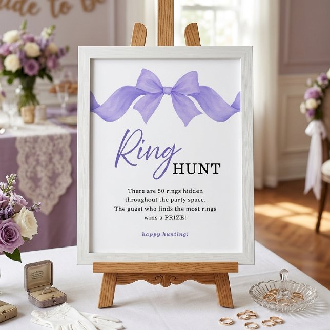 Purple Bow Ring Hunt Bridal Shower Game Sign (Creator Uploaded)