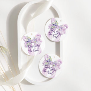 Purple Bow She's Tying the Knot Bridal Shower Favour Tags
