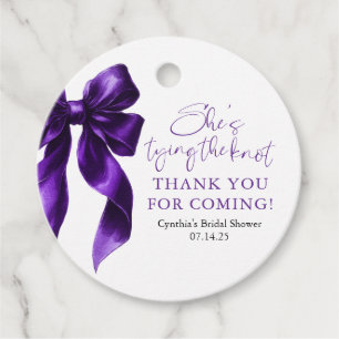 Purple Bow She's Tying the Knot Bridal Shower Favour Tags