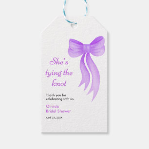 Purple Bow She's Tying the Knot Bridal Shower Gift Tags