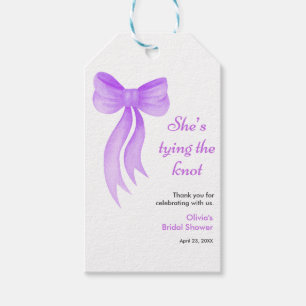 Purple Bow She's Tying the Knot Bridal Shower Gift Tags